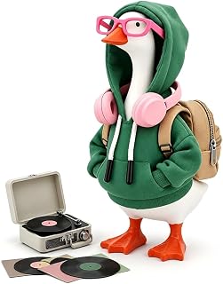 Headphones Desk Goose Outfit for 7 Inch Magnetic Goose, Mini Casual Clothes with Music Headset, Cute Decor for Home, Office, Shelf & Tiered Tray