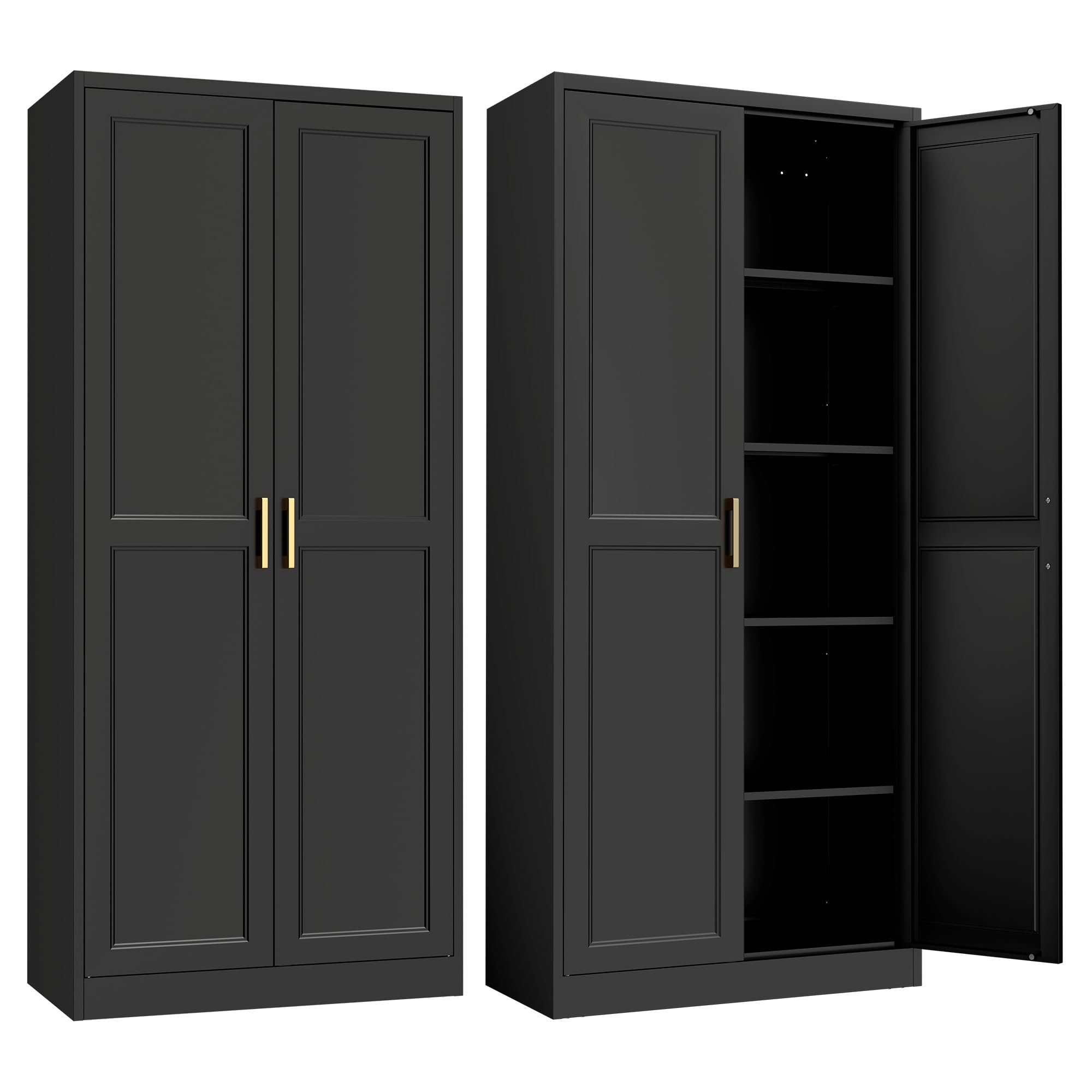 Steeloong 71"Metal Pantry Storage Cabinet with Doors & 4 Adjustable Shelves | Ki