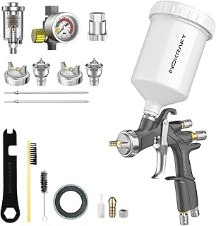 InoKraft D1 LVLP Air Spray Gun Premium Kit, Paint Gun for Cars Painting | Paint Gun for Cars & House DIY Painting, 1.3/1.5/1.7mm Nozzles with Paint Sprayer Accessories