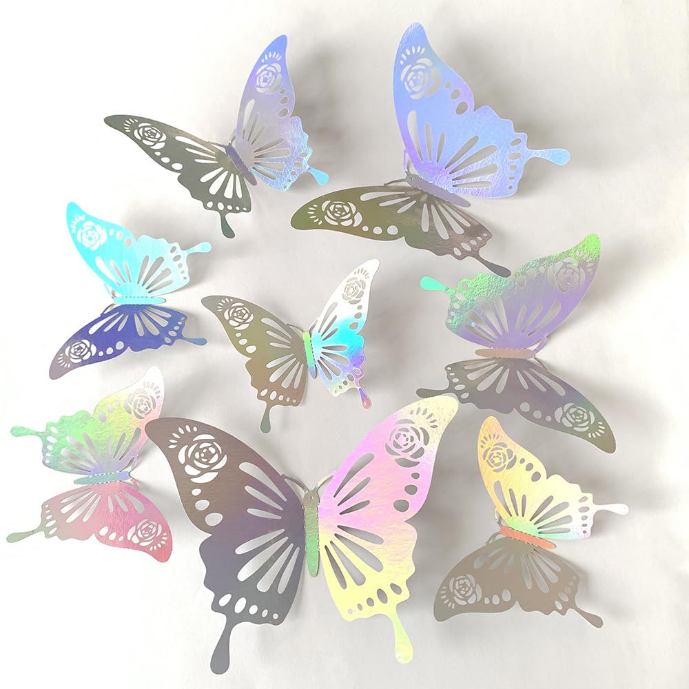 12pcs Colorful 3D Hollow Simulation Butterfly Wall Sticker Self Adhesive Refrige