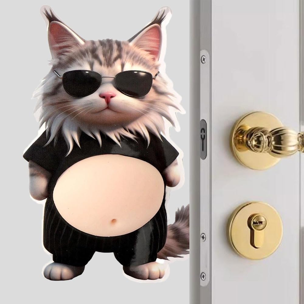 2pcs 3D Cute Cat Door Handle Shock Protection Sticker Self Adhesive Reusable Pho
