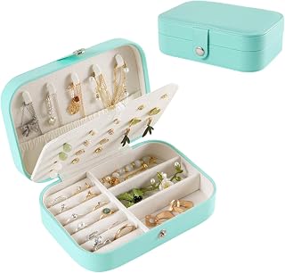 Jewelry Organizer Box - Travel Storage Case for Earrings, Rings, Necklaces, Bracelets | Compact and Durable (Tiffany)
