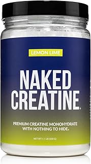 NAKED Pure Micronized Lemon Lime Creatine Monohydrate - 42 Servings - 500 Grams, 1.1Lb Bulk, Vegan, Non-GMO, Gluten Free, Soy Free. Aid Strength Gains, No Additives
