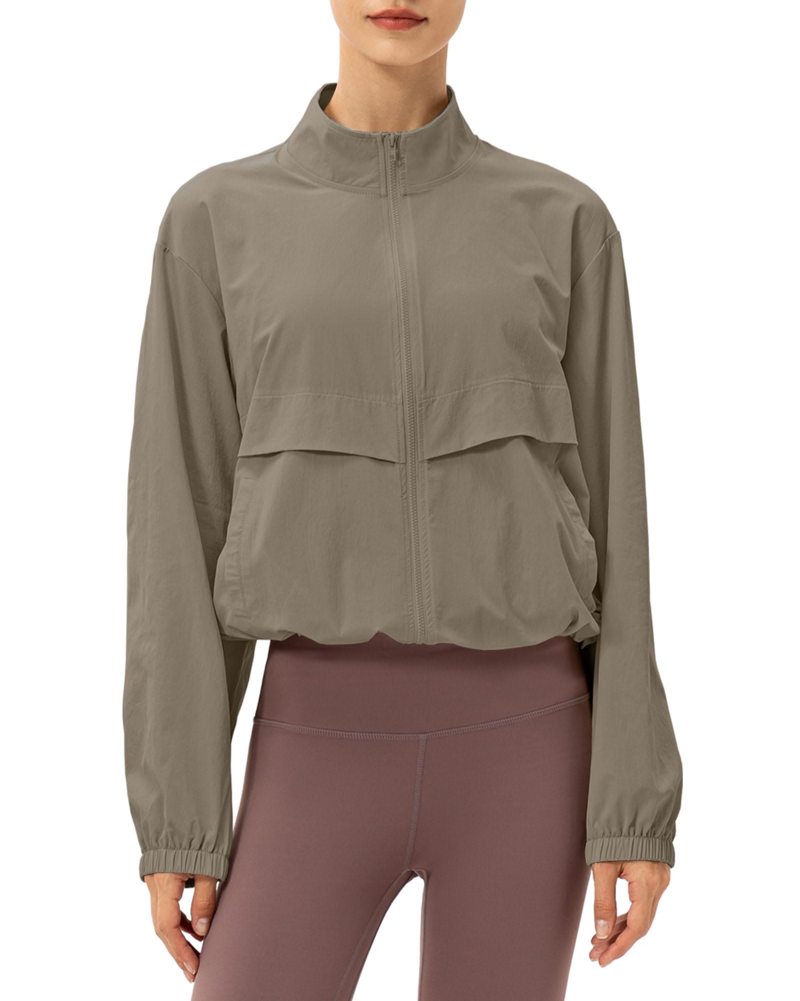 Locachy Women's Lightweight Sports Jacket with Zipper Stand Collar Windproof Sun