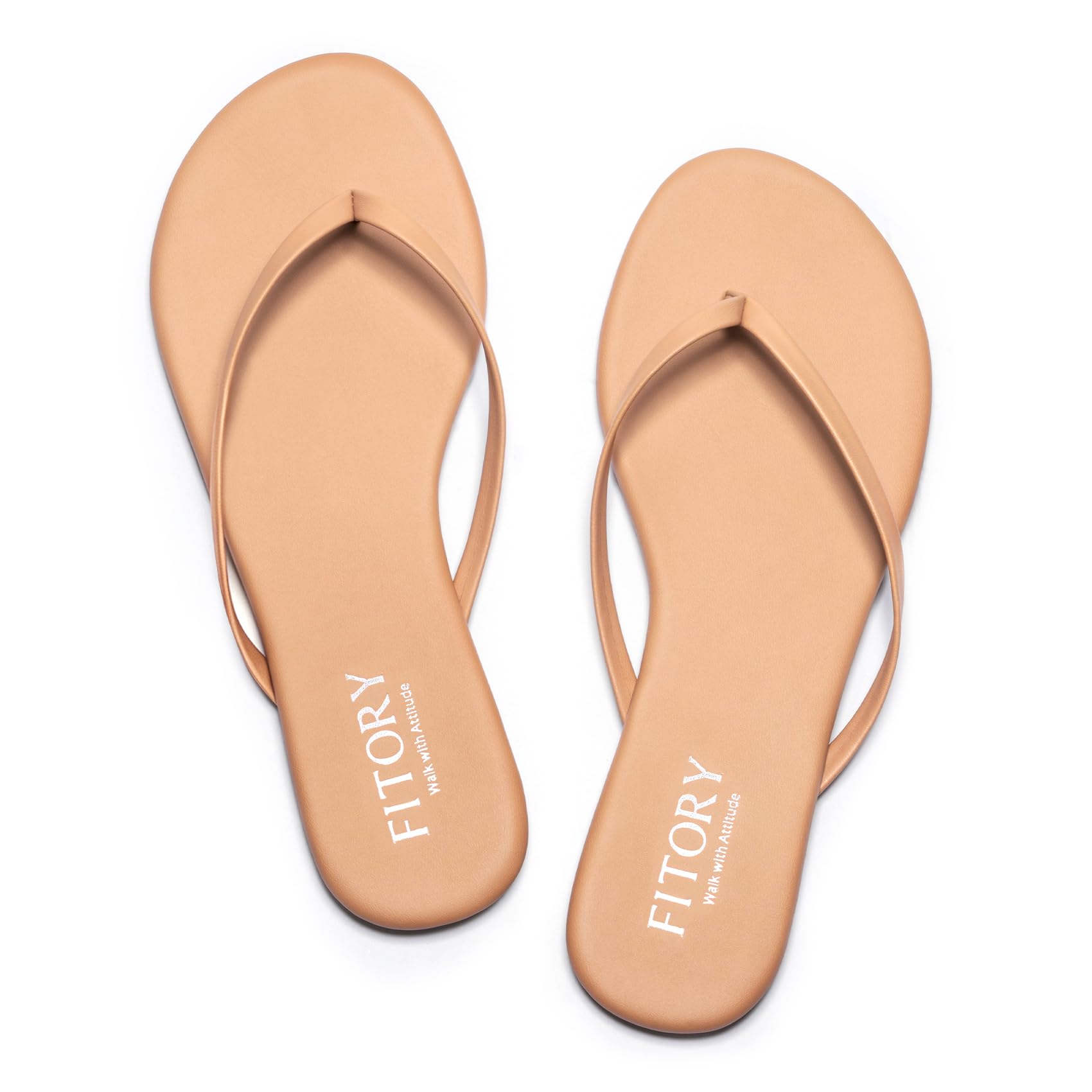 FITORY Thong Flip Flops Women, Dressy Leather Flat Sandals