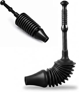 Heavy Duty Toilet Plunger Toilet Drain Unblocker Cleaner Pump Plunger Ideal for Kitchens Bathrooms Sinks Bowls Baths Waste Pipes Flexible Rubber Head for Fast Unblocking (Pack of 1)