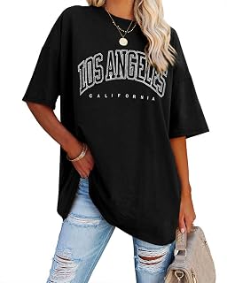 Ebifin - Women's Oversized Short Sleeve T-Shirt Round Neck Vintage Los