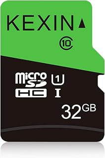 KEXIN Micro SD Card 32GB, MicroSDHC Memory Card UHS-I Up to 80MB/s Read, Class 10 C10 U1 TF Card for Camera, Smartphone, Security System, Drone, Tablet (Black Green)