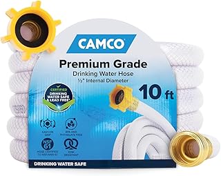 Camco TastePURE 10-Foot RV Drinking Water Hose - Made in the USA | Contains No Lead, No BPA & No Phthalate - Features Diamond-Hatch Reinforced PVC Design - 1/2” Inside Diameter (22743)