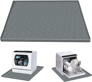 Dishwasher Drain Pan Mat,24''x20'' Dishwasher Drip Tray with Raised Edge,Non-Slip Silicone Dishwashers Drain Pan Floor Mat,Anti-Leakage Dish Washer Tray for Mini Dish Washers(