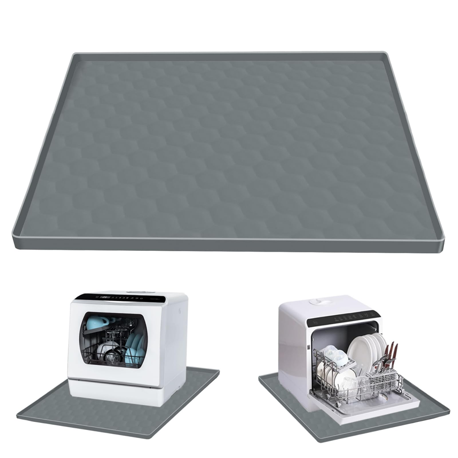 Dishwasher Drain Pan Mat,24''x20'' Dishwasher Drip Tray with Raised Edge,Non-Sli