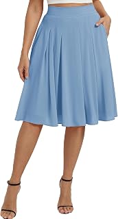 Belle Poque Women Pleated A Line Skirt Below Knee Length