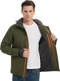 NORDIC OUTLAND Men's Winter Ski Jacket,Insulated Waterpoof Snow Coat,Windproof Warm Hooded Windbreaker Jacket