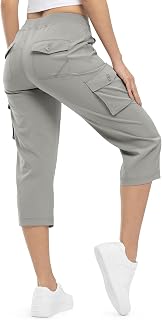 TBMPOY Women's Hiking Cargo Trousers Lightweight Breathable Water Resistant Zip Fishing Camping Trousers