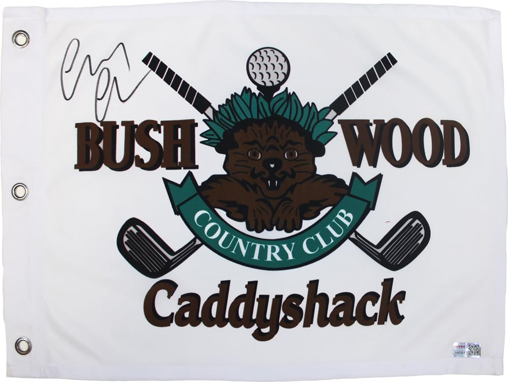 Chevy Chase Signed Autographed Caddyshack Bushwood Country Club Golf Flag TRISTA