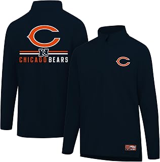 Ultra Game Men's NFL Official Super Soft Quarter Zip Long Sleeve T-Shirt