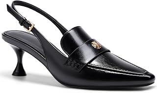 Coutgo Women's Pointed Toe Sandals Slingback Kitten Heel Pumps Slip On Ankle Buckle Dress Shoes