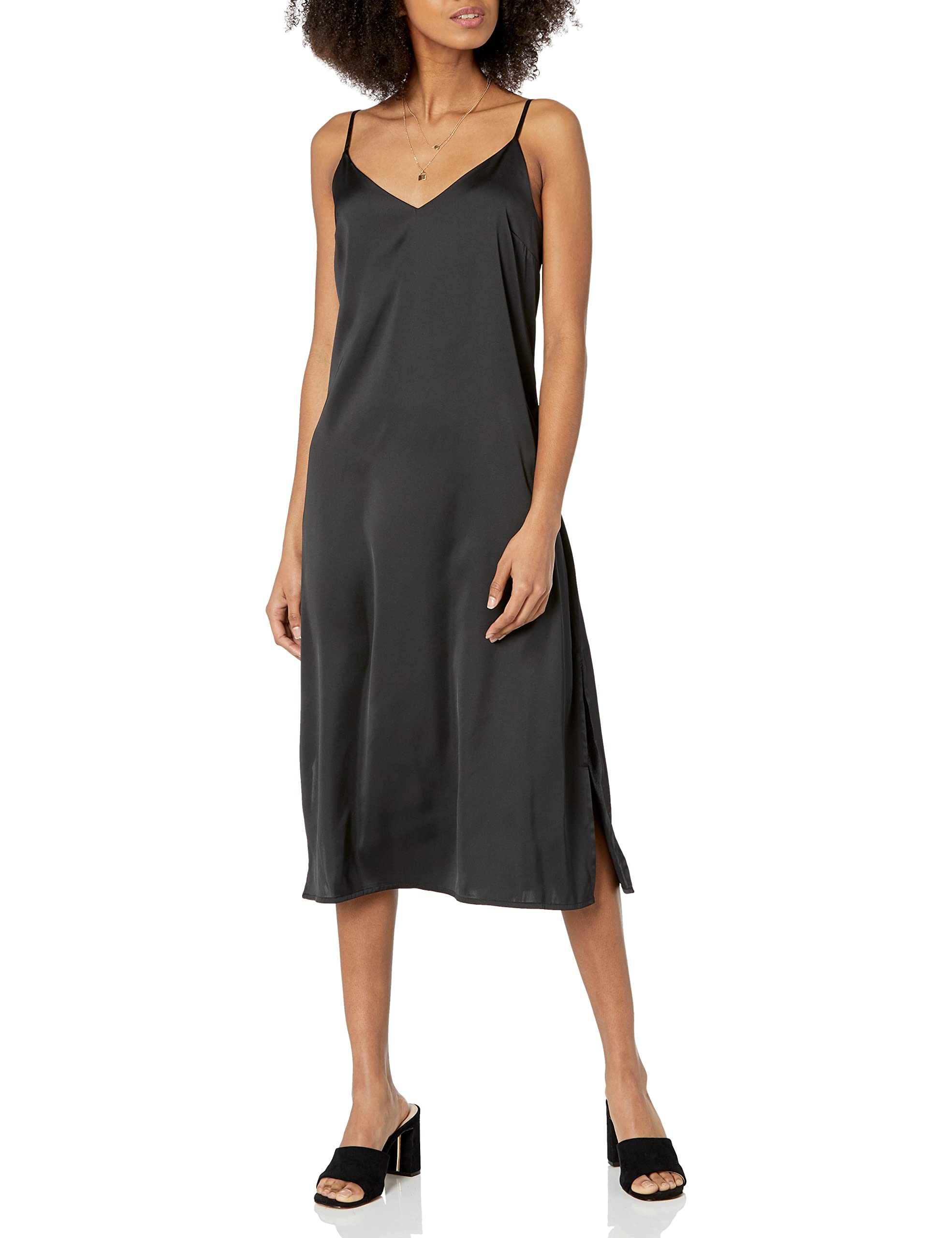 The Drop Women's Ana Silky V-Neck Midi Slip