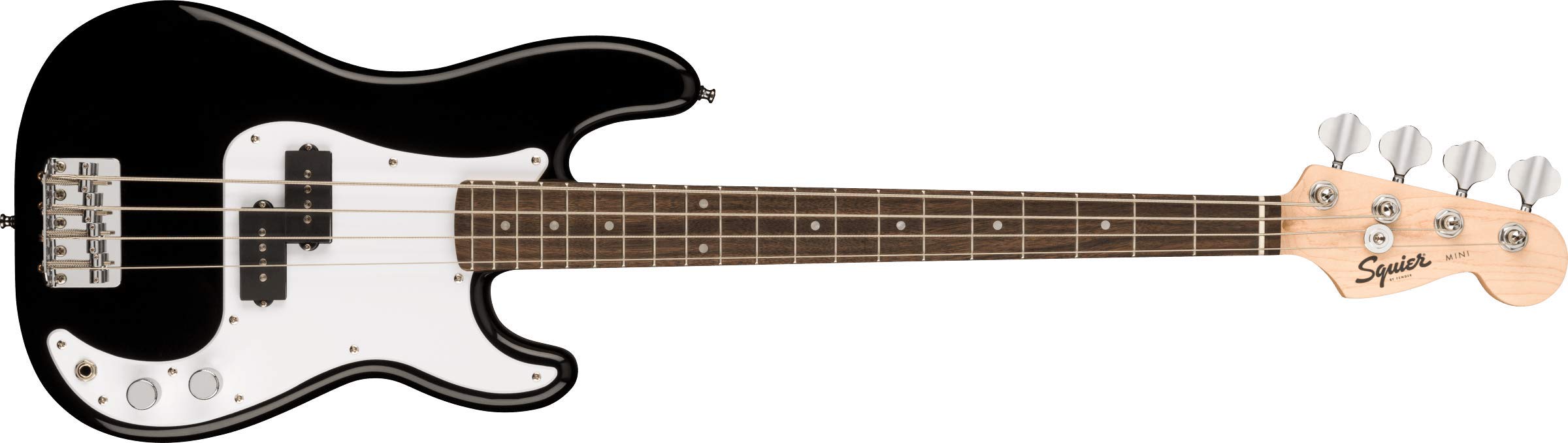 Squier Mini Precision Bass, Black, Laurel Fingerboard | 3/4 size beginner bass g