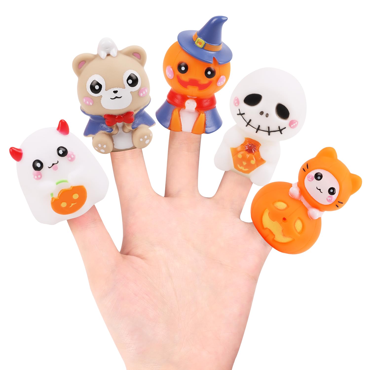 CCINEE 5pcs Halloween Finger Puppets for Kids, Tiny Hands Puppet Toys Rubber Wit
