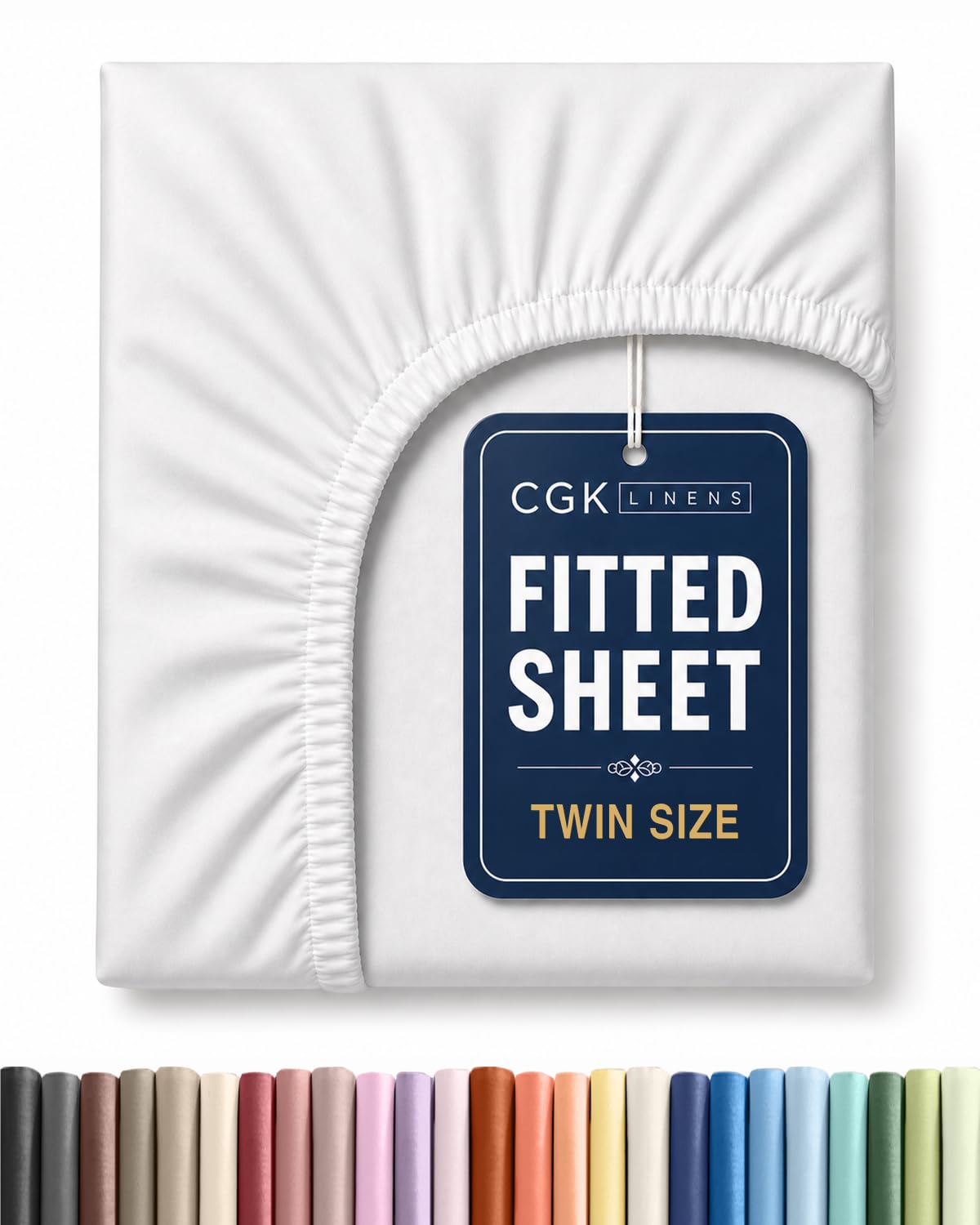 Twin Fitted Sheet - Single Fitted Sheet Only - 8-16" Deep Pockets - White