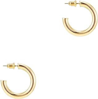 PAVOI 14K Gold Plated Lightweight Hoop Earrings for Women, Infinity Hoops