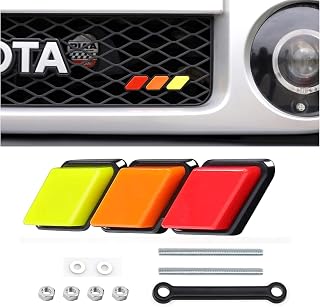 HUAPX Tri-Colored Vehicle Car Grille Insert Trims for 4Runner Tundra | 1Set Acrylic Badge Emblems Compatible with Toyota Tacoma 4Runner Tundra Sequoia Rav4 Highlander GV Car Decoration Accessories