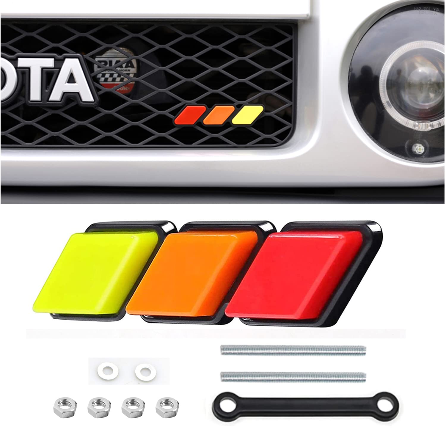 HUAPX Tri-Colored Vehicle Car Grille Insert Trims for 4Runner Tundra | 1Set Acry