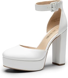 DREAM PAIRS Ankle Strap Platform Pumps