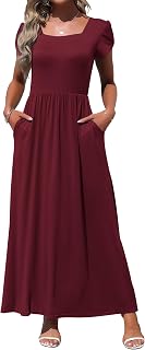 MOLERANI Women's Square Neck Maxi Dresses Petal Sleeve Summer Long Dress