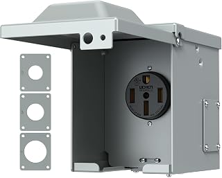 WEBANG 50 Amp RV/EV Power Outlet Box, Enclosed Lockable Weatherproof Outdoor 125/250 Volt Electrical NEMA 14-50R 50 Amp RV Receptacle Panel, for RV Camper Travel Trailer Motorhome, ETL Listed
