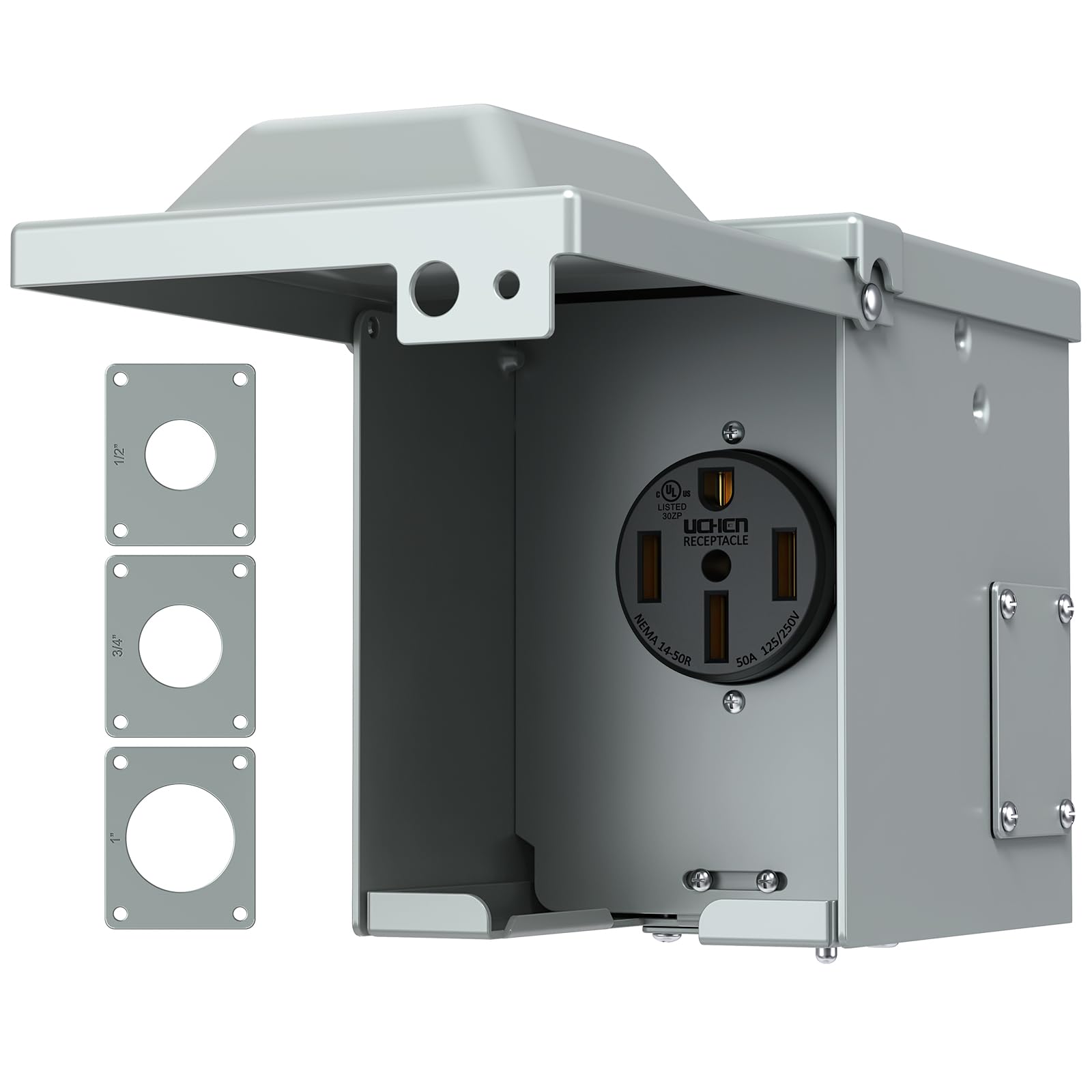 WEBANG 50 Amp RV/EV Power Outlet Box, Enclosed Lockable Weatherproof Outdoor 125