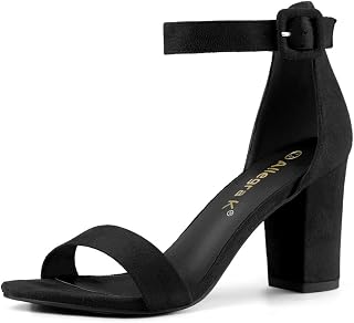 Allegra K Women's High Chunky Heel Buckle Ankle Strap Sandals