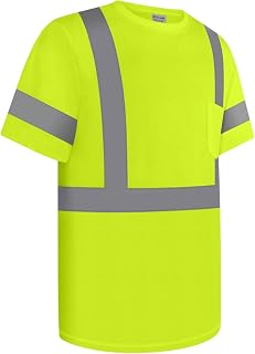 Reflective Shirts for Men Women Class 2 High Visibility Shirts with Short Sleeves, Hi Vis Safety Shirts for Men Women, Breathable ConstrUCRtion Shirts, UCR-Yellow M