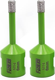 Diamond Tile Drill Bits 6 mm – FACHLICH 2 Pieces Vacuum Brazed and Drill Bits with M14 Thread for Dry Drilling Porcelain Tile Granite Marble