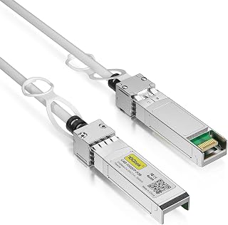 [White] Colored 10G SFP+ DAC Cable - 32AWG Twinax SFP Cable for Cisco SFP-H10GB-CU0.25M, Ubiquiti UniFi, D-Link, Supermicro, Netgear, Mikrotik, Fortinet, 0.25-Meter(0.82ft)