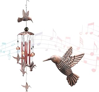 ZEFOXETO Wind Chimes for Outside, Metal Memorial Wind Chimes with S Hook for Home Patio Porch Garden or Backyard Outdoor Decor-Ideal Gift for Women (Bird)