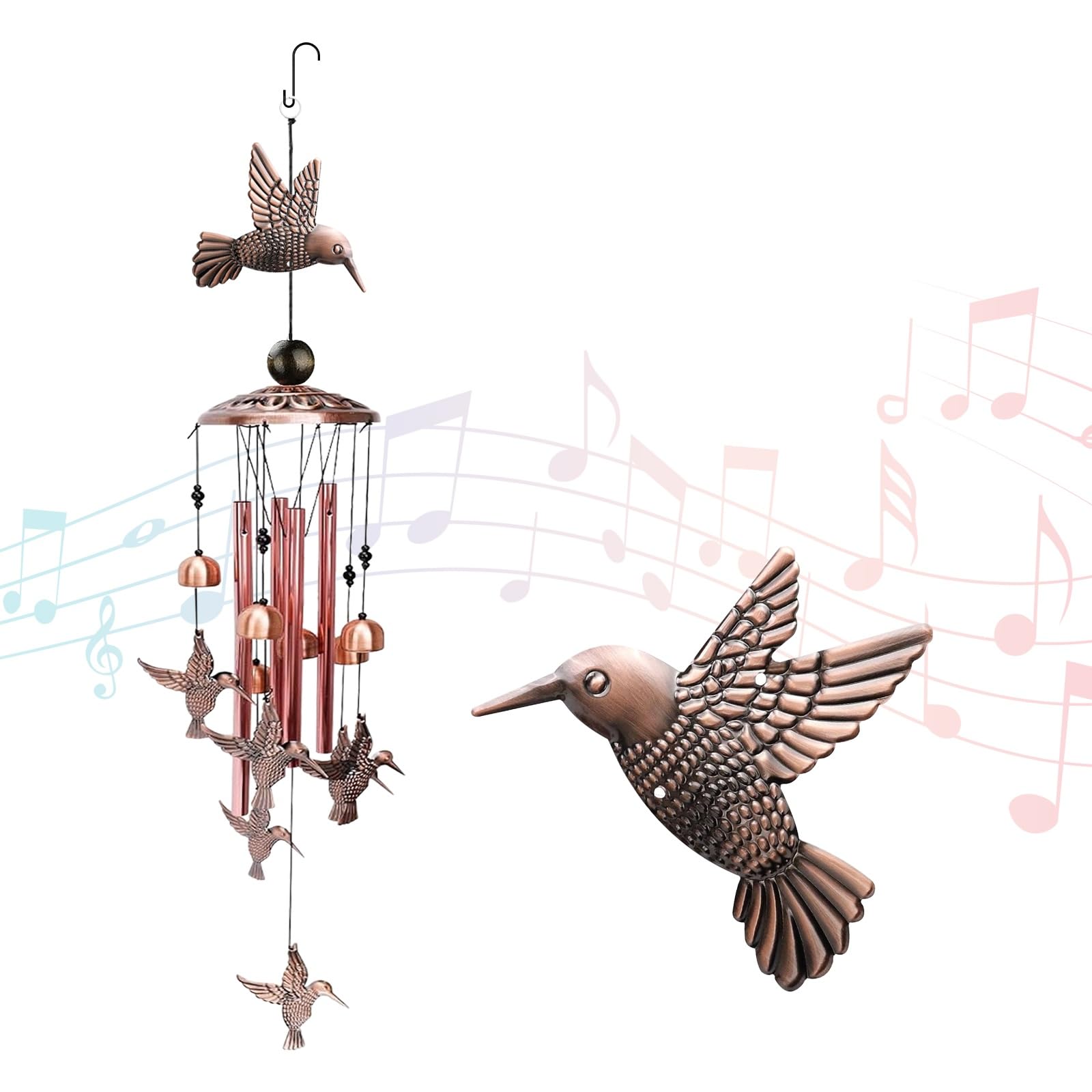 ZEFOXETO Wind Chimes for Outside, Metal Memorial Wind Chimes with S Hook for Hom