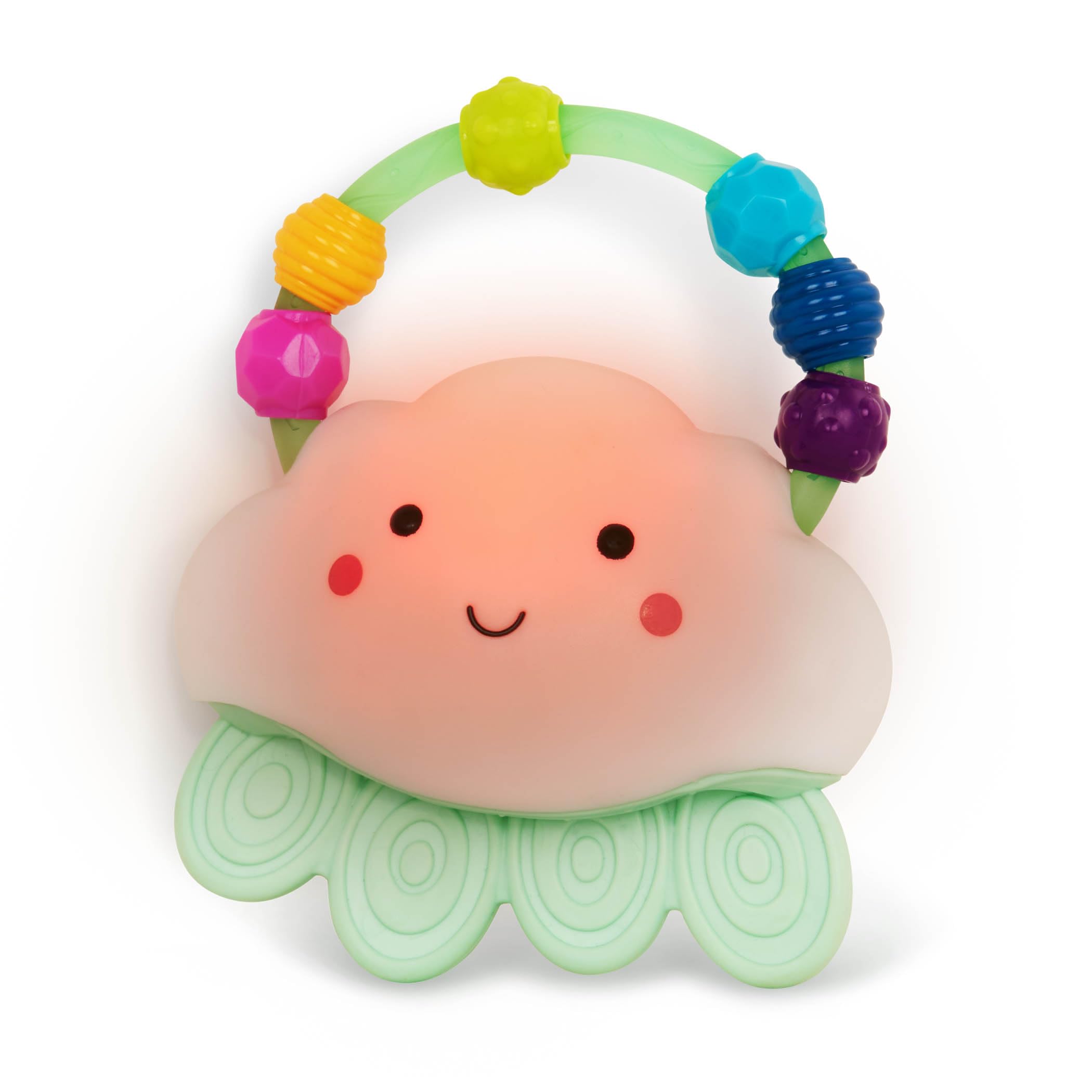 B. toys Baby Rattle, Rain-Glow Squeeze Teether Toy | B. baby cloud rattle with 6