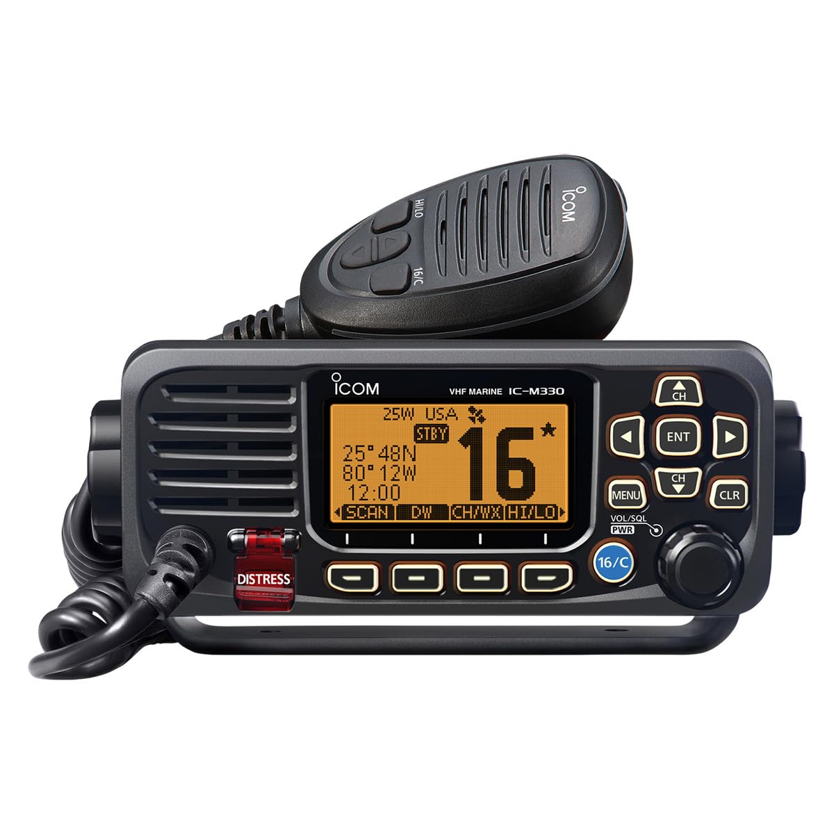 Icom IC-M330 Ultra Compact VHF Marine Transceiver Without GPS - Black