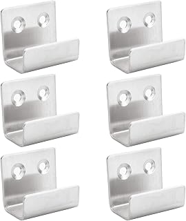 Stainless Steel Heavy Duty Wall Mounted J-Shape Hooks, 6 Pack with 12 Screws, Silver, Modern Style, 35kg Capacity