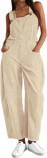 Corduroy Overalls for Women Barrel Wide Leg Bib Jumpsuit with Pockets