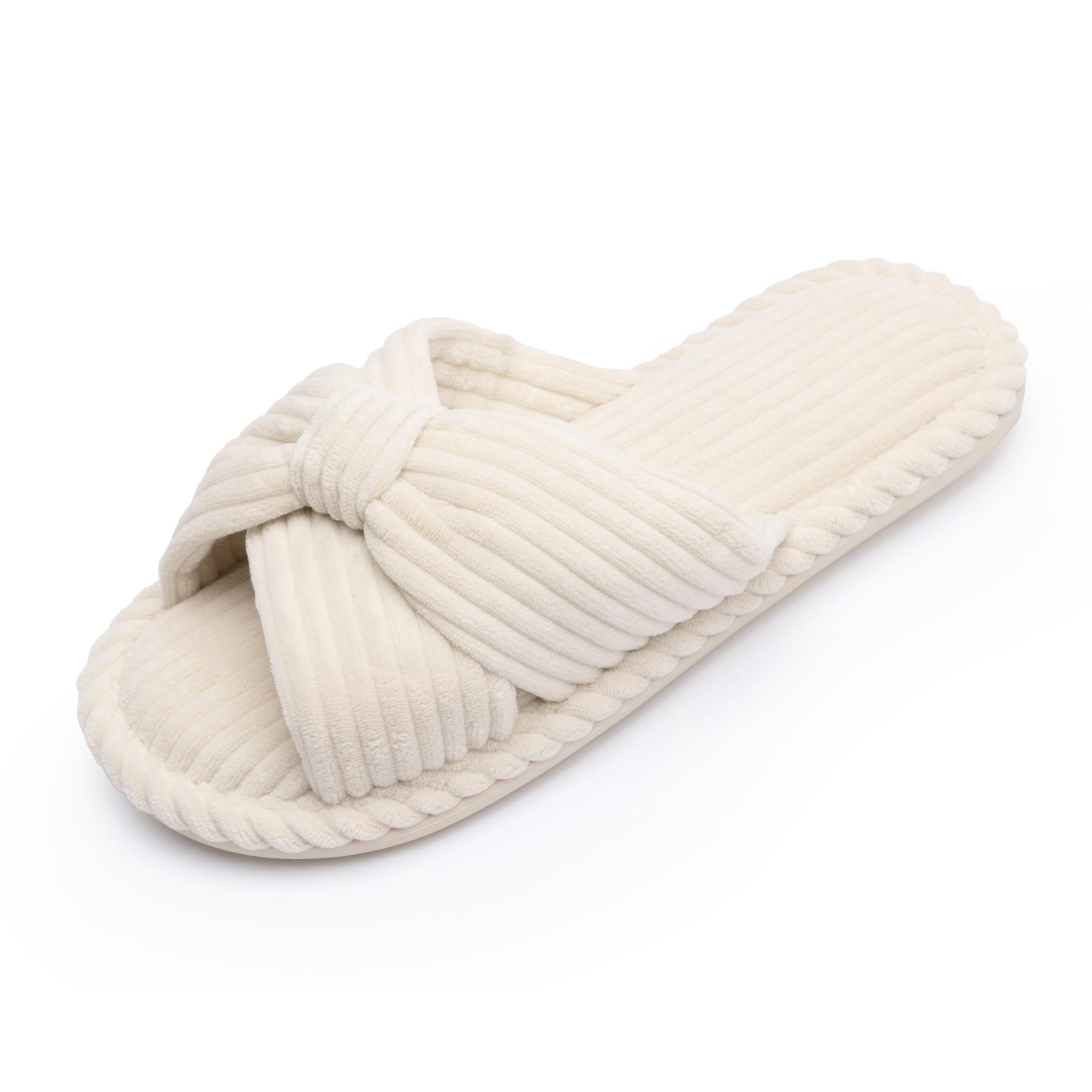 Chantomoo Ladies Memory Foam Slippers Home Bedroom Bathroom Open Toe Corduroy Sl