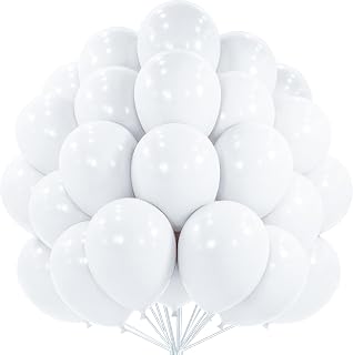 PartyWoo White Balloons 101pcs Matte White Latex Helium Balloons 12 Inch