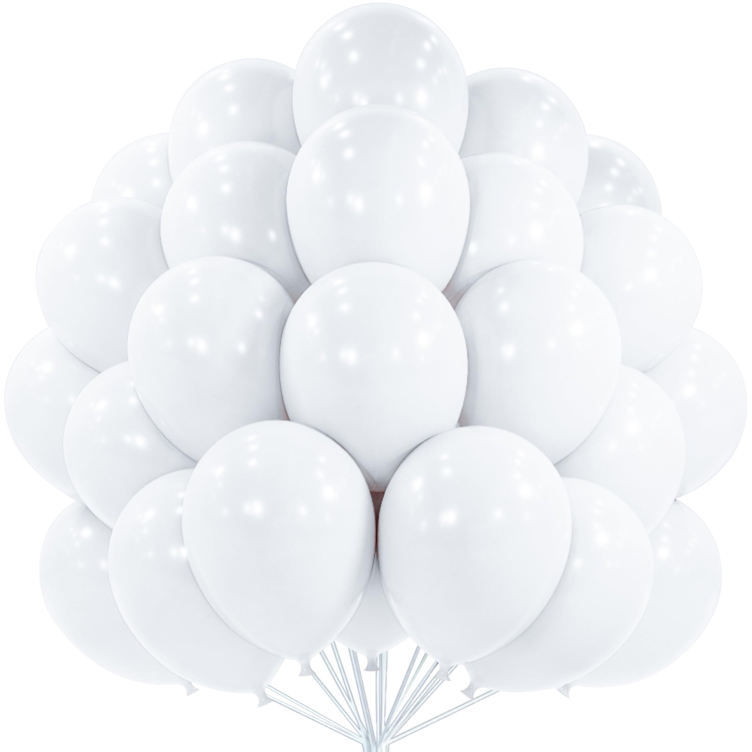 PartyWoo White Balloons 101pcs Matte White Latex Helium Balloons 12 Inch