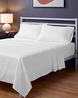 Sleepy Town Full Size Bed Sheets - 4 Piece - Full Sheet Set - Extra Soft, Comfy & Cooling - Easy Care - Shrinkage, Wrinkle & Fade Resistant - Brushed Microfiber - Deep Pocket Bed Sheets (White)