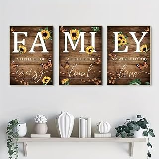 3 Pieces Family - Sunflower Wall Decor 12 x 16 Inch Wall Decor for Home Office Living Room Bedroom Unframed Canvas Wall Poster