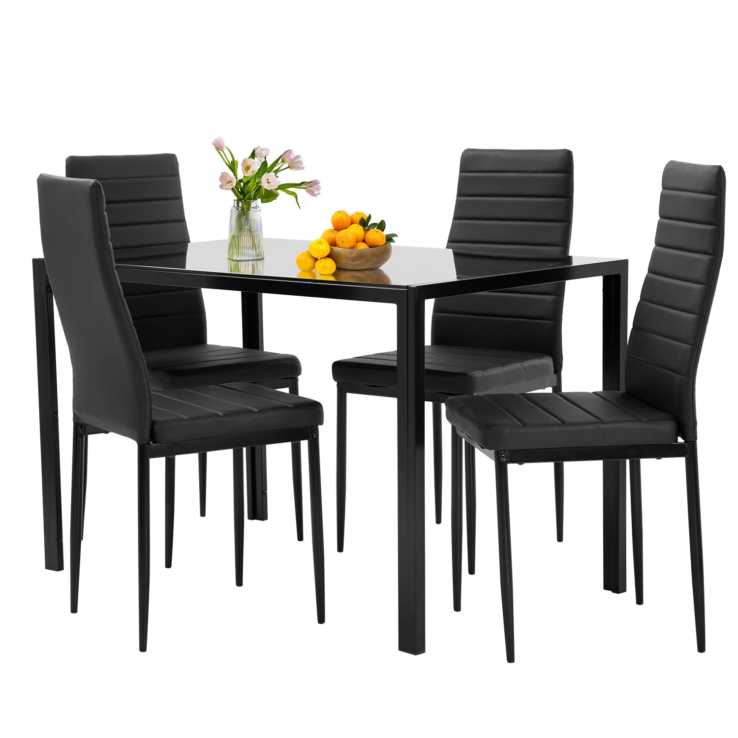 FDW Dining Table Set Glass Dining Room Table Set for Small Spaces Kitchen Table 