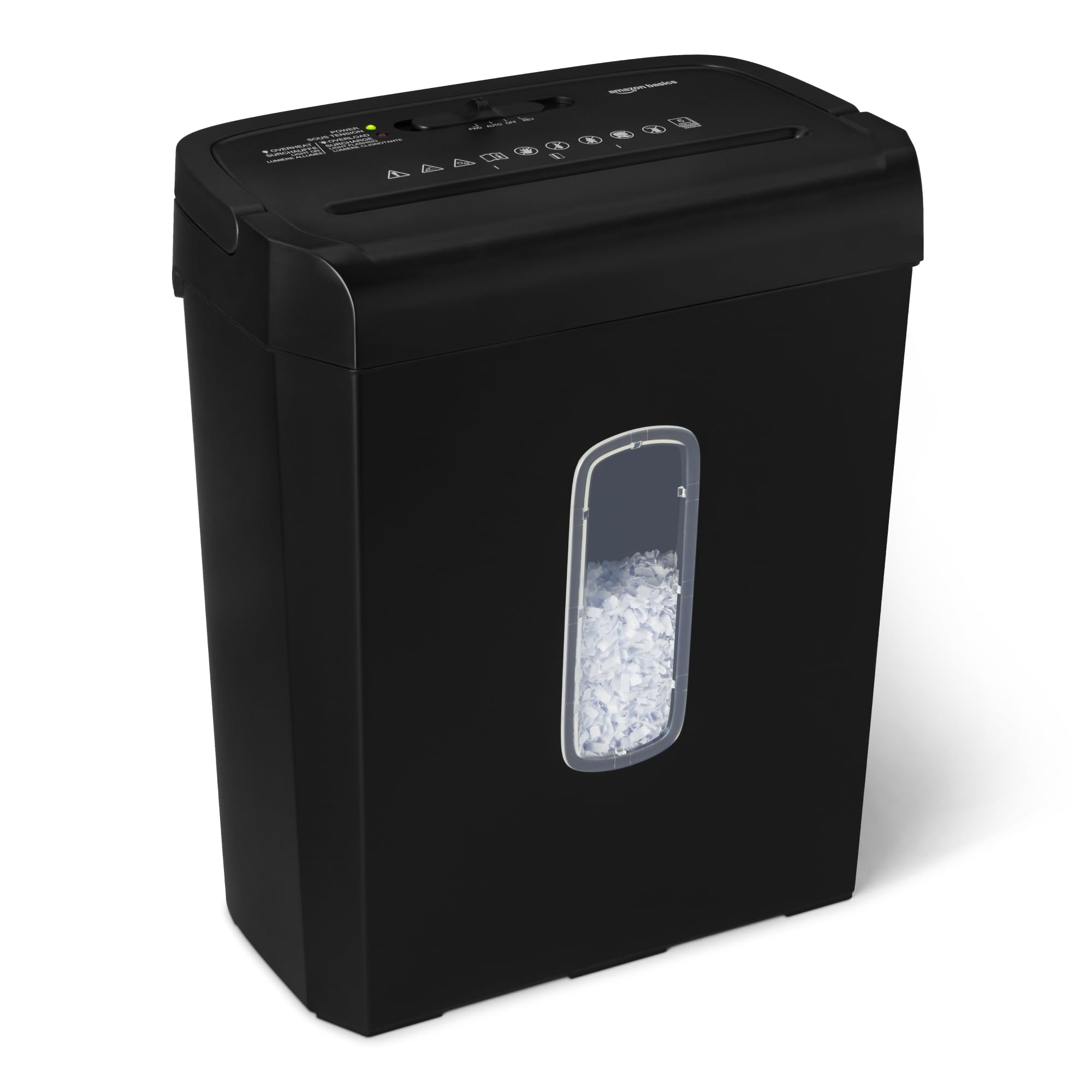 Amazon Basics Cross Cut Paper Shredder, 6 Sheets, with transparent window, for A