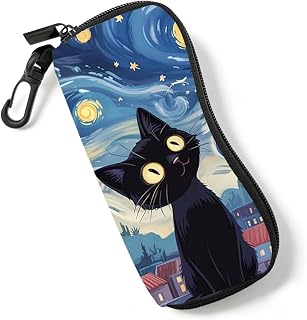 Étui à lunettes de soleil avec fermeture éclair et clip Motif chat mignon